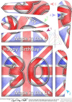 Flying the Flag Uk 30th Birthday Fan Pyramage Topper
