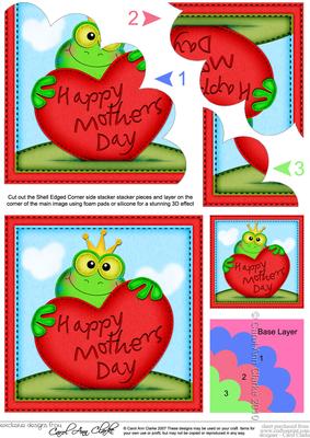 Freddy Frog's Mothers Day Heart Shell Edged Corner Side St