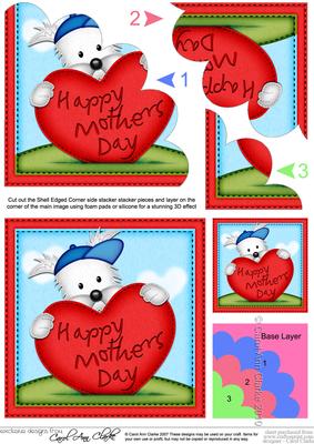 Westie Dog's Mothers Day Heart Shell Edged Corner Side St