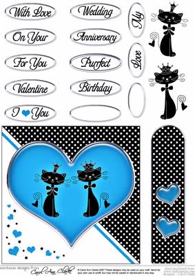 Kool Kats Purrfect Love Quick Card with Decoupage