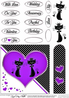 Kool Kats Purrfect Love Quick Card with Decoupage