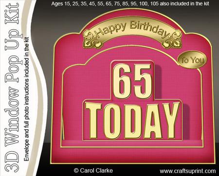 3D Ages 15 to 105 Birthday Single Window Pop Up Card