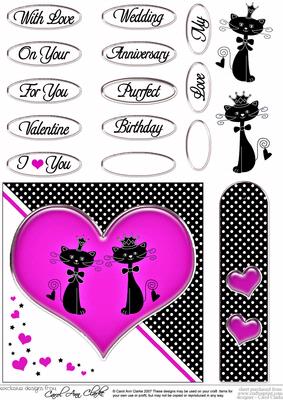 Kool Kats Purrfect Love Quick Card with Decoupage