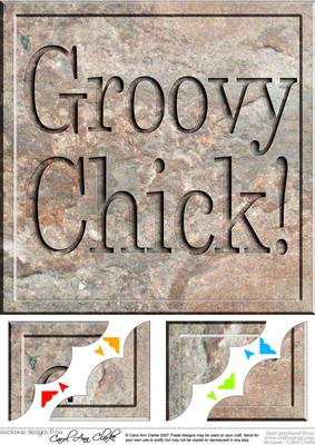 8 x 8 Groovy Chick Set in Stone Scalloped Corner Topper