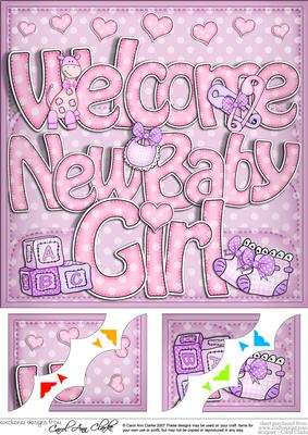 8 x 8 New Baby Girl Scalloped Corner Topper