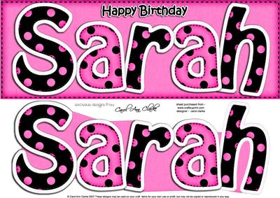 Birthday Sarah Large Dl Quick Card N 3D Decoupage