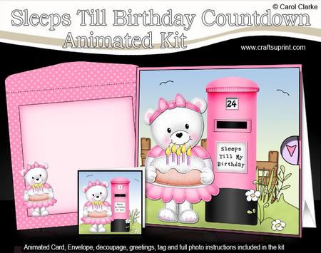 3D Teddy Tess Sleeps Till Birthday Countdown Moveable