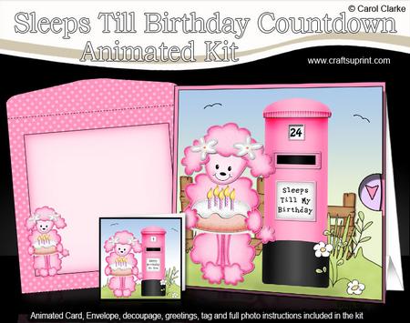 3D Bon Bon Poodle Sleeps Till Birthday Countdown Moveable