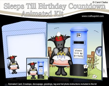 3D Scottie Dog Sleeps Till Birthday Countdown Moveable