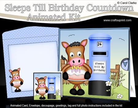 3D Gi Gi Horse Sleeps Till Birthday Countdown Moveable