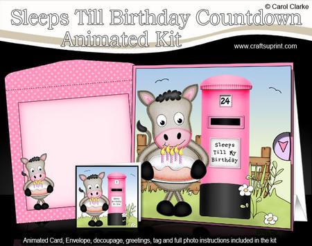 3D Gi Gi Horse Sleeps Till Birthday Countdown Moveable