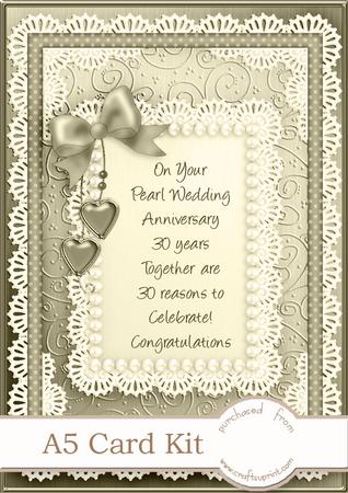 A5 Greeting & Lace Pearl Wedding Anniversary 3D Decoupage