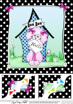 8 x 8 Bonbon Poodle Scalloped Corner Topper