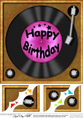 8 x 8 Happy Birthday Record Scalloped corner Topper
