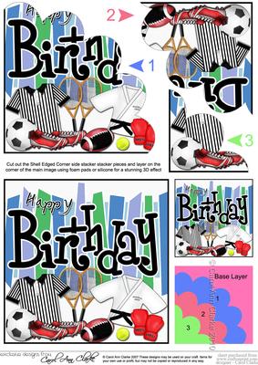 Birthday Sports & Games Shell Edged Corner Side Stacker