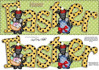 Hamish Scottie Dog Large Dl Easter Quick Card N 3D Decoupage