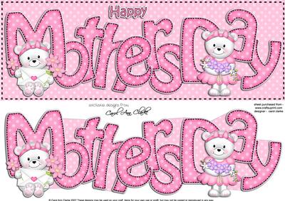 Mothers Day Teddies Large Dl Quick Card 3D Decoupae
