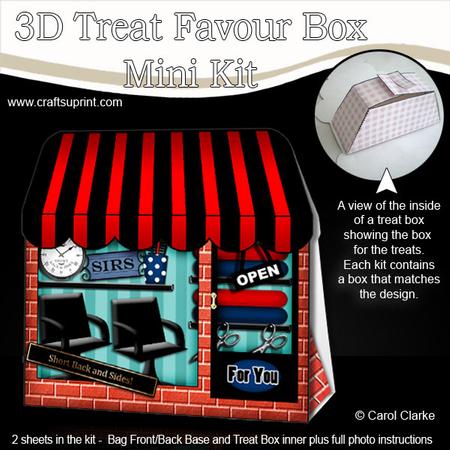 3D Little Barber Shop Treat or Favour Box Mini Kit
