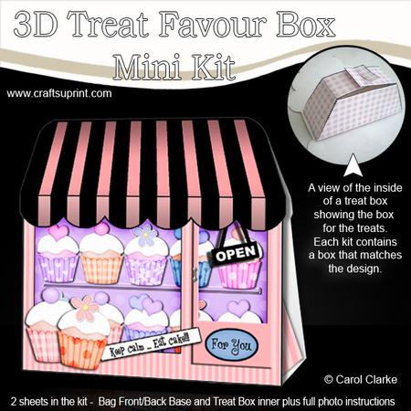 3D Little Cupcake Shop Treat or Favour Box Mini Kit