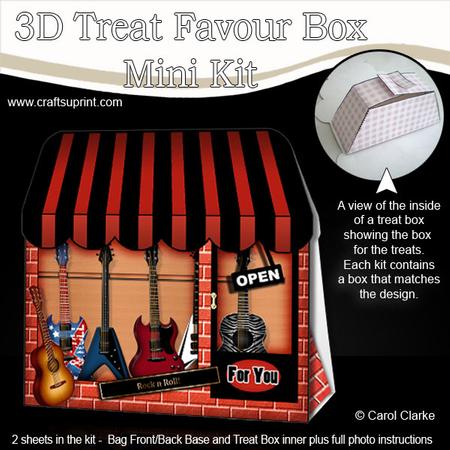 3D Little Guitar Shop Treat or Favour Box Mini Kit