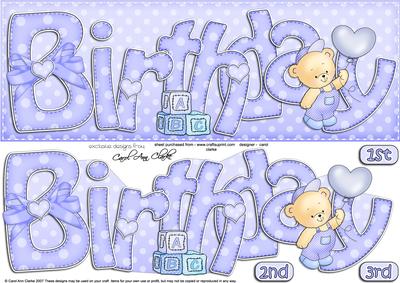 1st 2nd 3rd Birthday Large Dl Quick Card N 3D Decoupage
