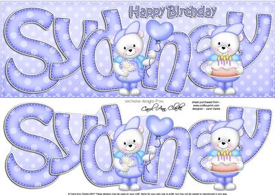 Birthday Sydney Large Dl Quick Card N 3D Decoupage