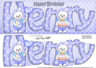 Birthday Henry Large Dl Quick Card N 3D Decoupage