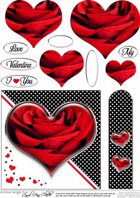 Romantic Rose Heart Quick Card with Heart Shaped Pyramage
