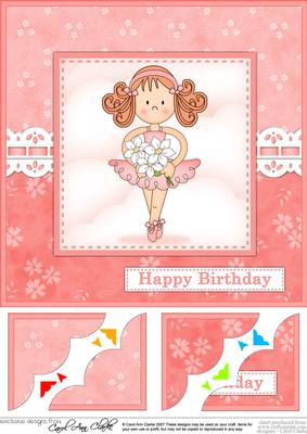 8 x 8 Betzi Ballerina Birthday Scalloped Corner Topper