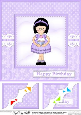 8 x 8 Roz's Cupcake Birthday Scalloped Corner Topper