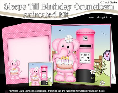 3D Lola Elephant Sleeps Till Birthday Countdown Moveable