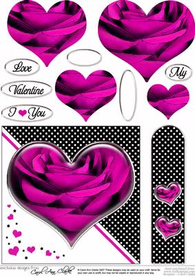 Romantic Rose Heart Quick Card with Heart Shaped Pyramage