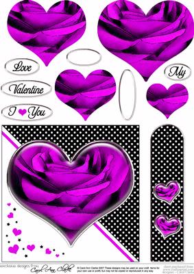 Romantic Rose Heart Quick Card with Heart Shaped Pyramage