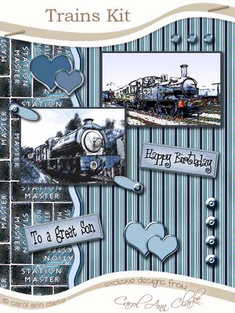 Trains Kit in Steel with Step by Step Decoupage