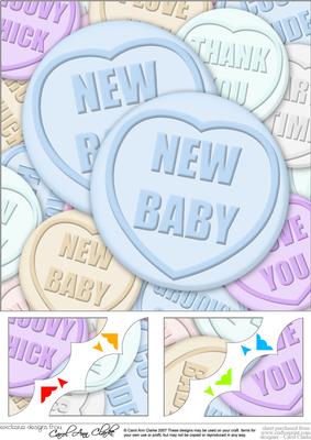 8 x 8 New Baby Sweet Heart Scalloped Corner Topper