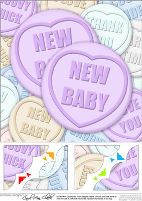 8 x 8 New Baby Sweet Heart Scalloped Corner Topper