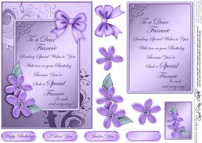 5 x 7 Metallic Birthday Fiancee with 3D Decoupage