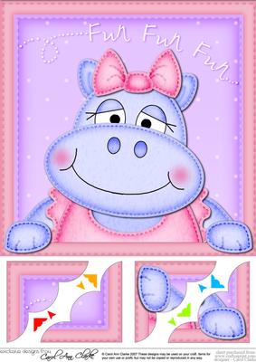 8 x 8 Hilda Hippo Scalloped Corner Topper