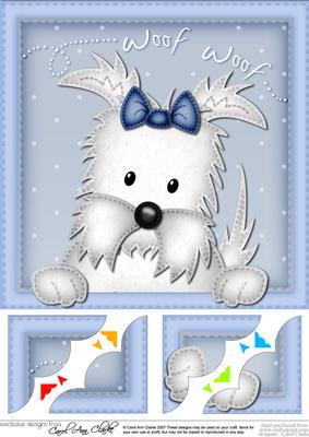 8 x 8 Westie Dog Scalloped Corner Topper