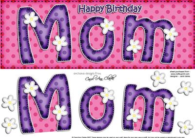 Large Dl Birthday Mom Quick Card N 3D Decoupage