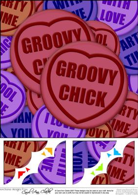 Groovy Chick Sweet Heart - 8 x 8 Scalloped corner Topper