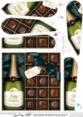Birthday Champers N Chocs Fan Pyramage Topper