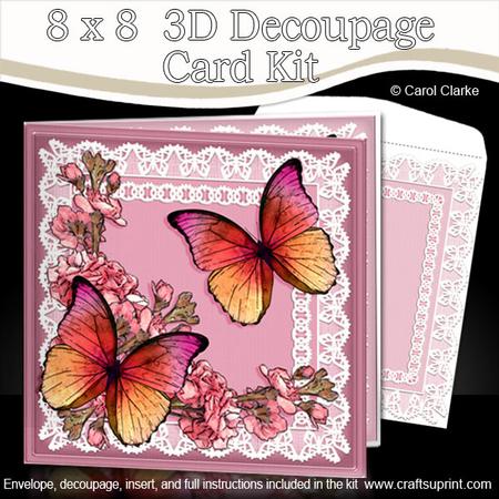 8 x 8 Butterflies Flowers N Lace Kit with 3D Decoupage