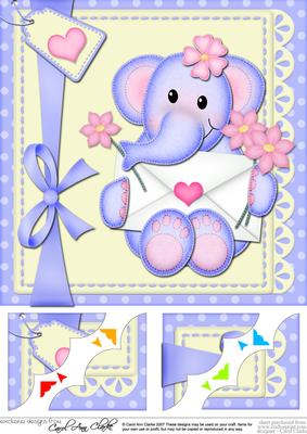 8 x 8 Lola Elephant's Love Letter Scalloped Corner Topper