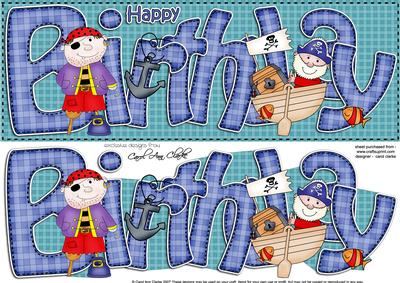 Birthday Pirates Large Dl Quick Card N 3D Decoupage