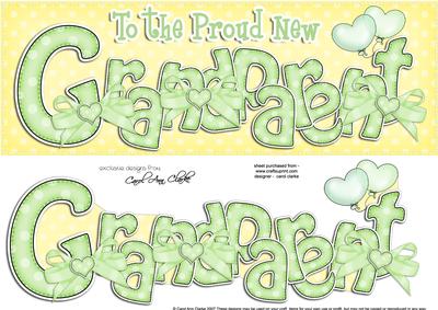 Large Dl New Grandparent Felties Card & 3D Decoupage