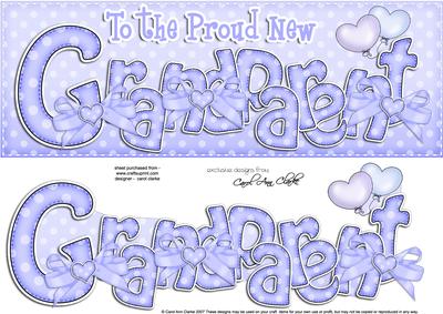 Large Dl New Grandparent Felties Card & 3D Decoupage