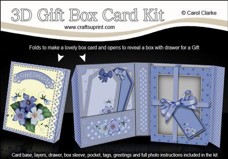 3D Pretty Violas Gift Box Card Kit with 3D Decoupage