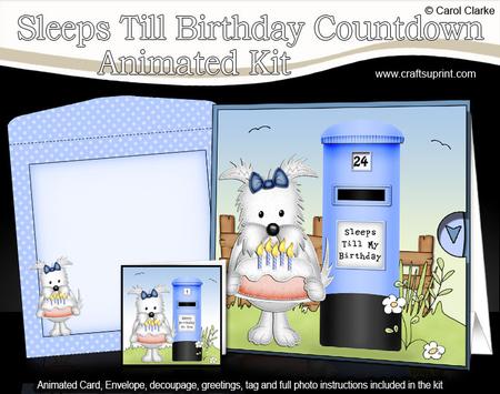 3D Westie Dog Sleeps Till Birthday Countdown Moveable