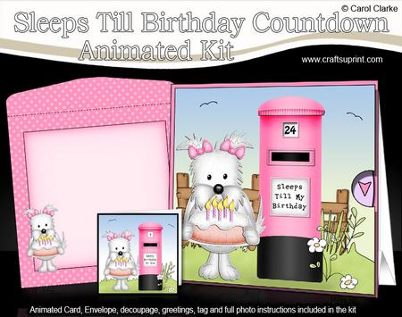 3D Westie Dog Sleeps Till Birthday Countdown Moveable